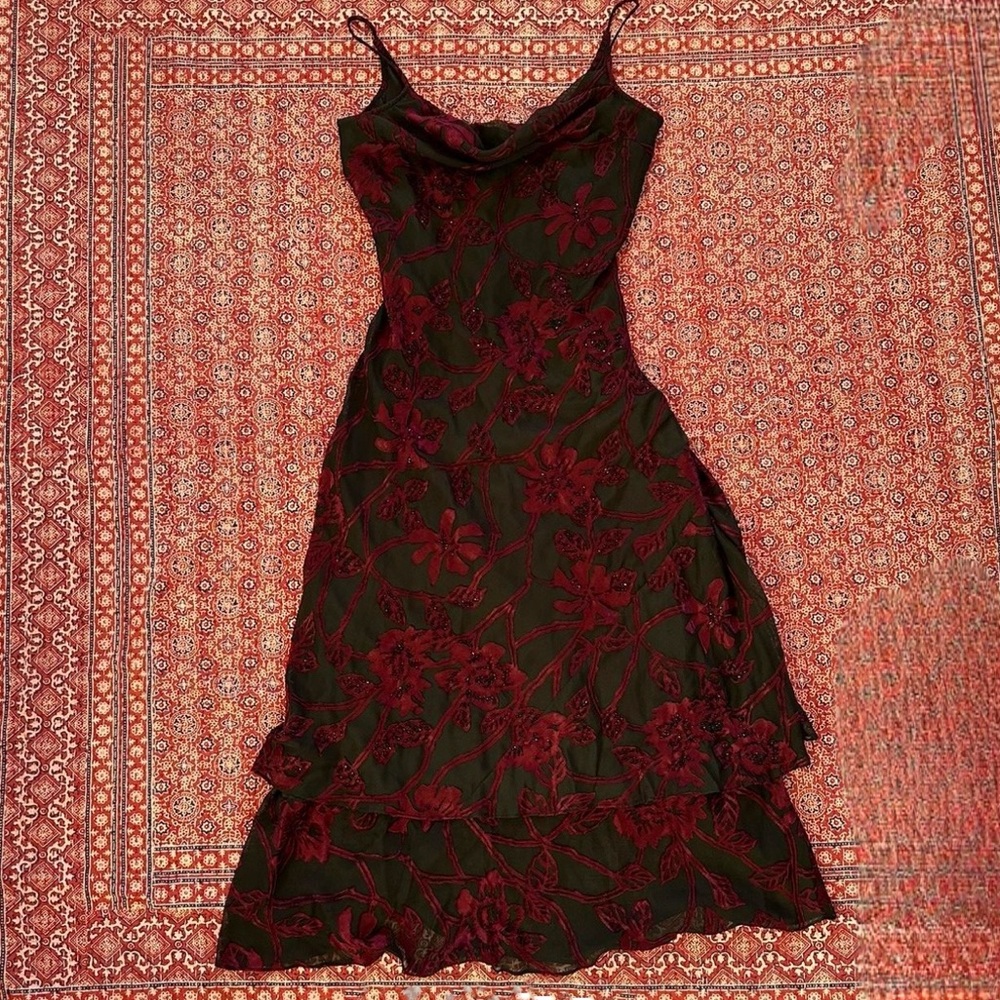 Eva Blue Black and Red Floral Dress